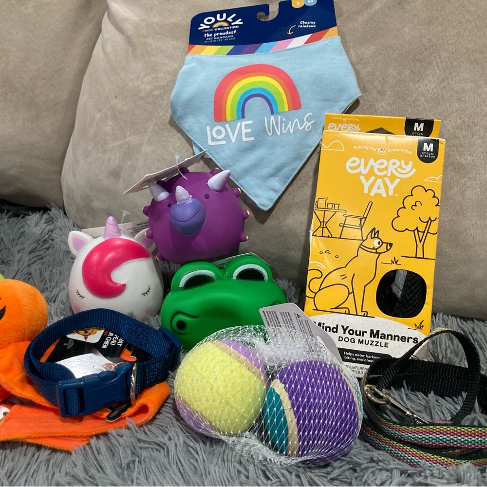 Lot of 9 puppy/dog/pet toys/supplies